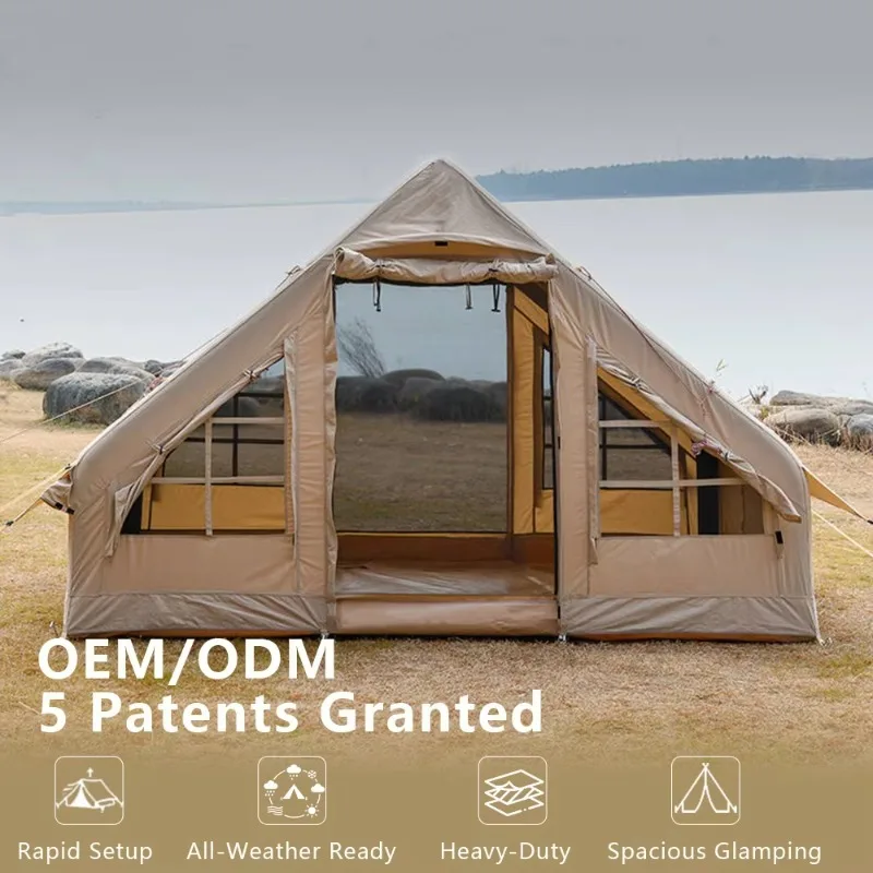 Luxury Portable Blowup Houses Inflatable Tent Camping High-Density Waterproof Cotton Canvas Tente Gonflable Air Tents