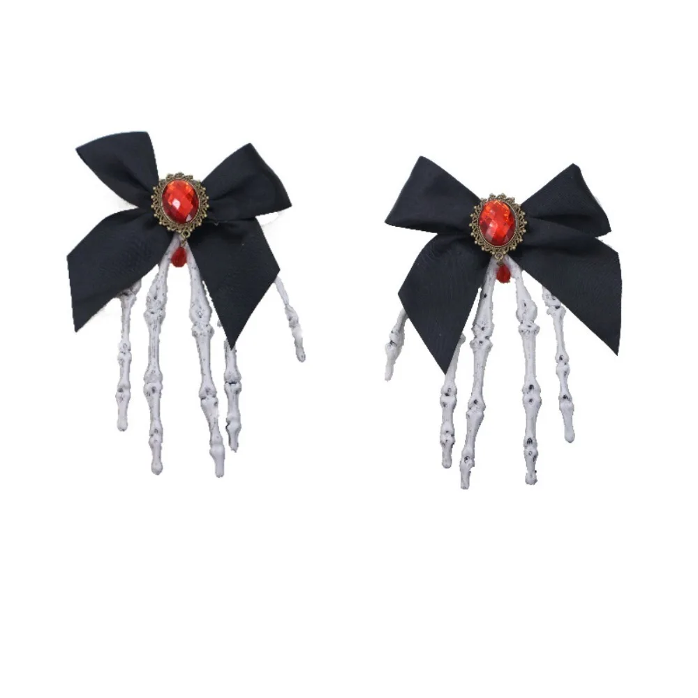 

1 Pc Rhinestone Ghost Claw Hair Clips Personality Skeleton Hand Hairpins Bowknot Halloween Headwears