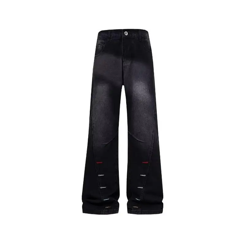 

American Retro Men's Jeans High Waist Loose Straight Leg Wide Leg Long Pants Spring Autumn Trendy Brand High Street Vibe