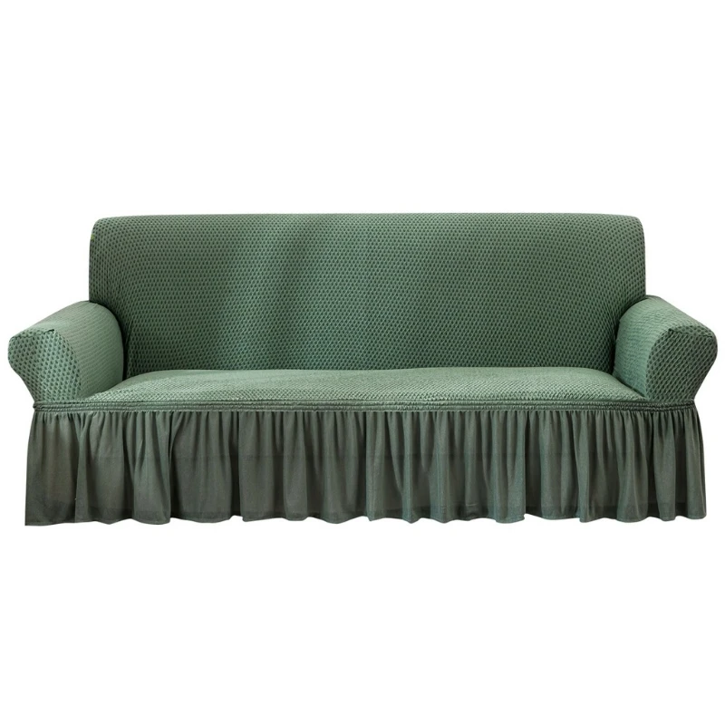 

Эластичный чехол для дивана из хлопчатобумажной ткани с юбкой, моющийся эластичный чехол для дивана, защита для мебели, новинка