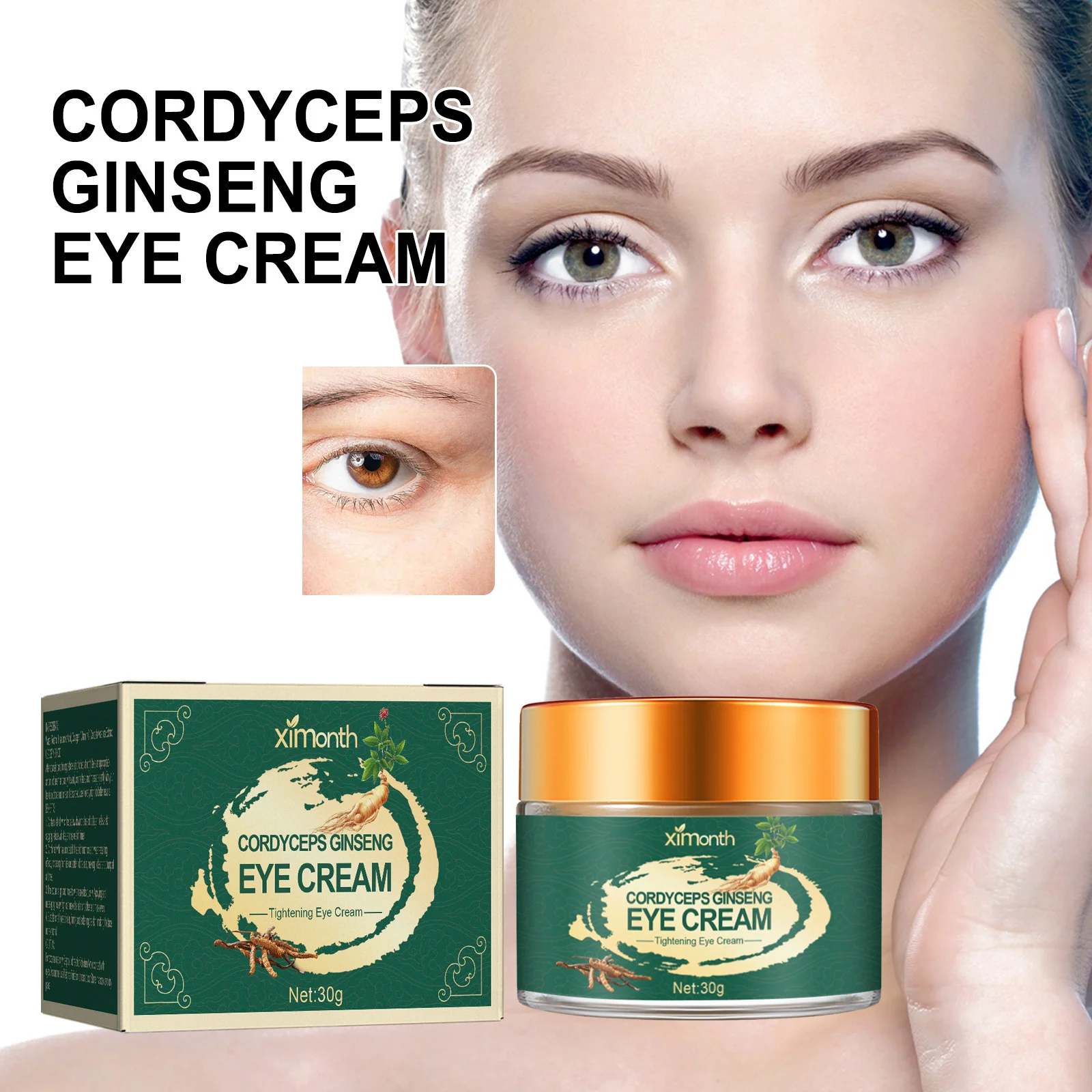 Cordyceps Ginseng Eye Cream Firming Eye Bag Smoothing Skins Improve Fine Line Relief Skin Fatigue State Herbal Eye Care Creams