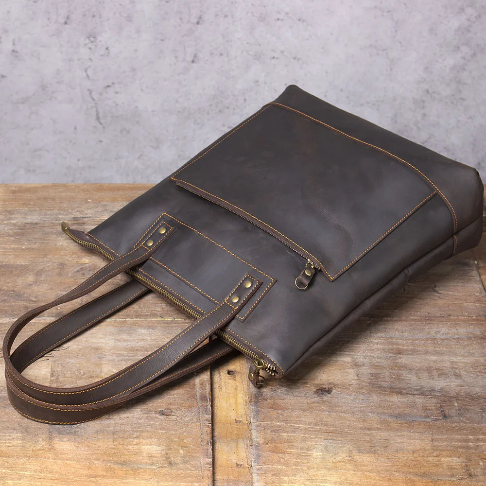 Vintage-Umhängetasche aus hochwertigem Leder für Herren, Aktentasche für Männer, Business-Handtasche, Laptoptasche – Detail 10