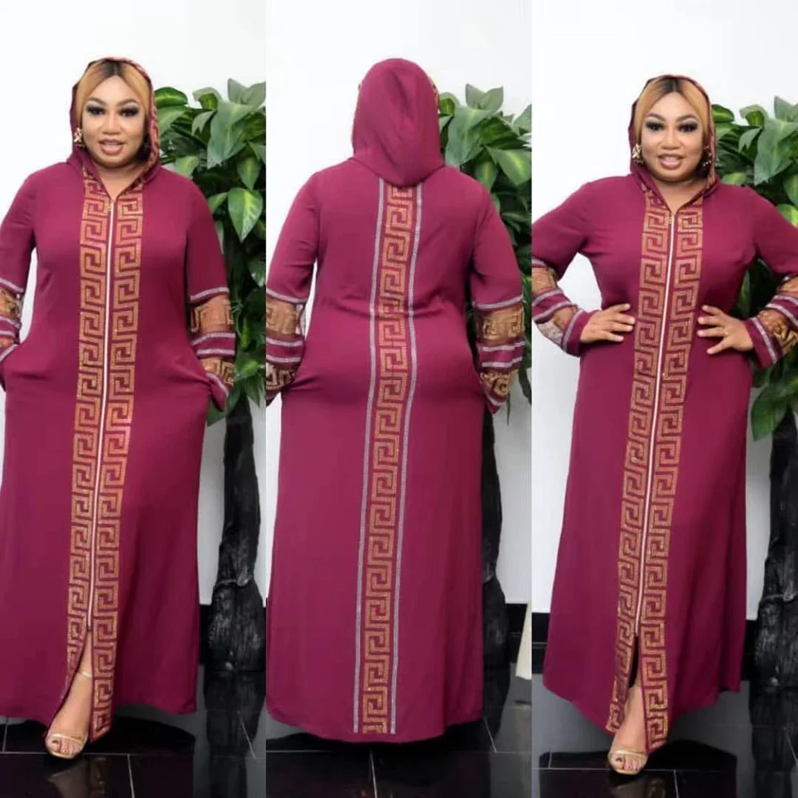 

Hooded Sequins African Dresses For Women Traditional Africa Clothing Abaya Femme Musulman Dubai Turkey Robe Party