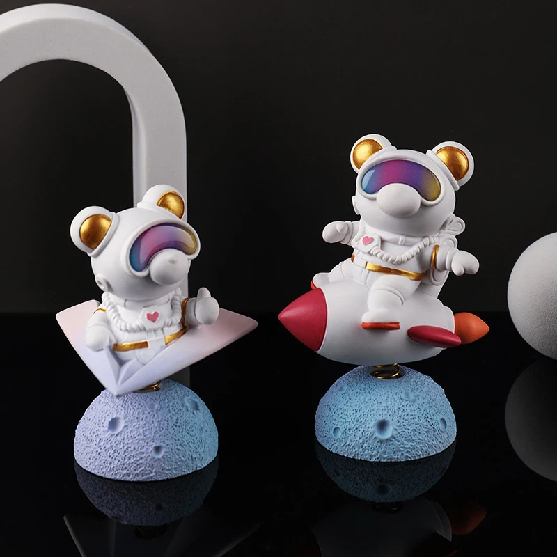 Novos ornamentos de astronauta fofos criativos decoração de resina de urso espacial para casa presentes para crianças carro quarto decoração de sala de estar decoração de frente de loja de supermercado pode ser atacado