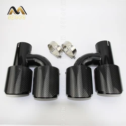 Car Styling Modification Universal Dual Glossy black Automobile Exhaust pipe MUFFLER Pipe Carbon Fiber Exhaust tip Universal