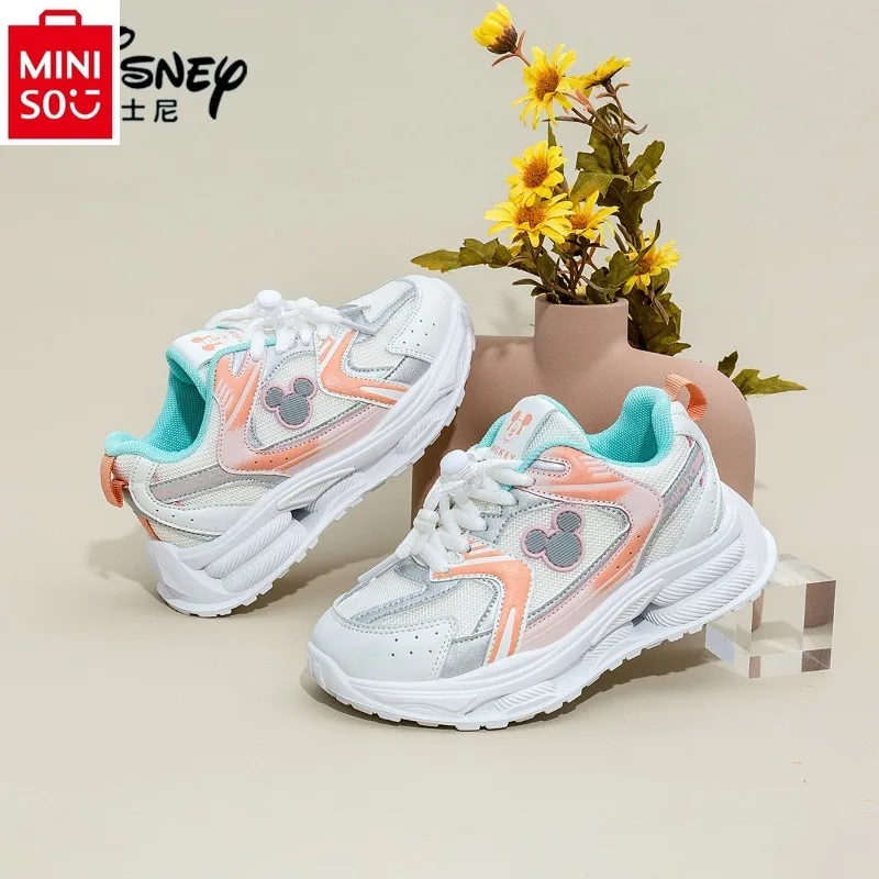 Mini Disney Cartoon Mickey bedruckte bequeme Sportschuhe für Mädchen mit weichen Sohlen, rutsch festen und atmungsaktiven Freizeit schuhen