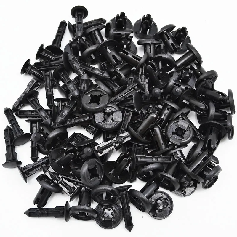 50Pcs 8mm Auto Bumper Fastener For Toyota Nissan Honda Plastic Rivet Retainer Push Engine Cover Fender Car Door Trim Panel Clips