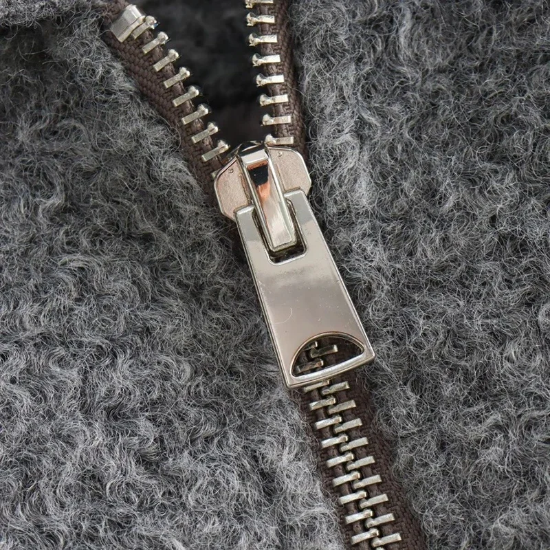 2025 Cappotto elegante da donna solido con cerniera manica lunga tasca bomber giacca femminile casual morbida lana allentata streetwear cappotti