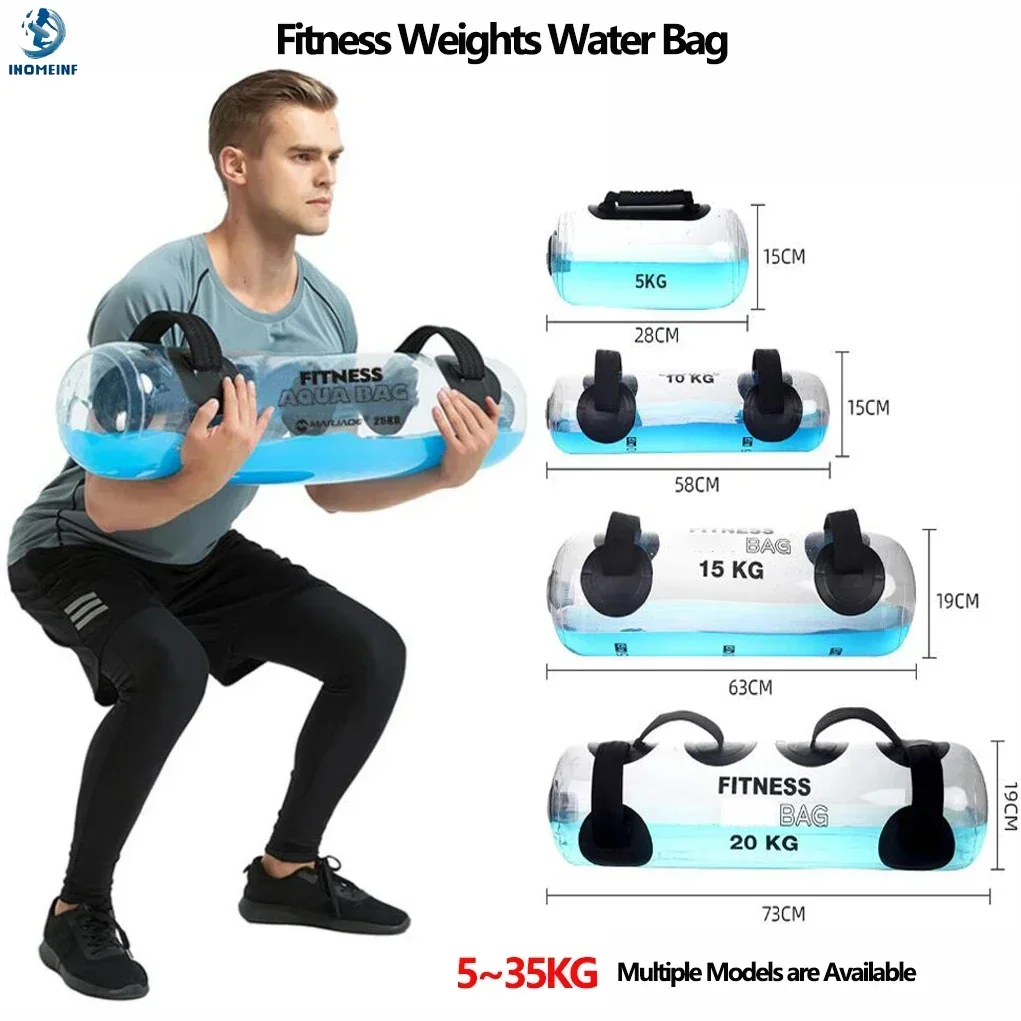 5~35KG Fitness Water Bag Water Filling Energy Pack Squatting Fitness Croissant Sandbag Heavy Duty Exercise Workout Sand Bag