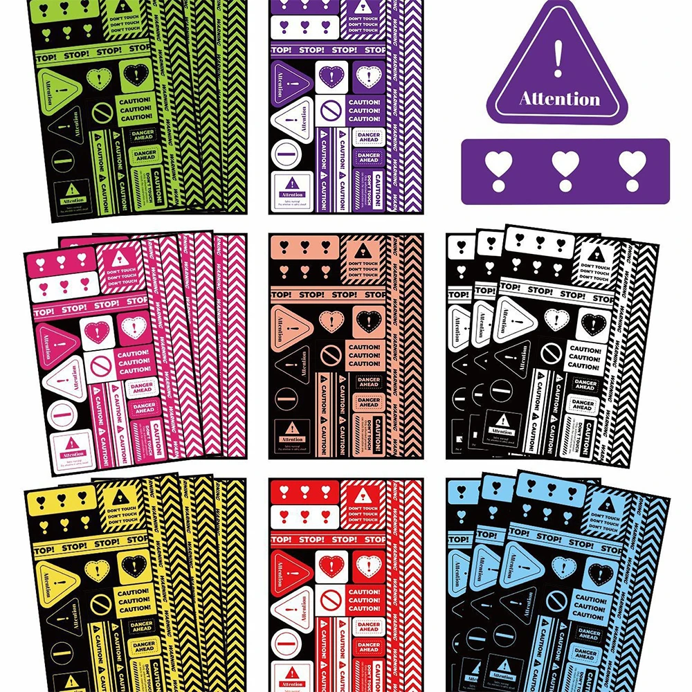 

8/16sheets Cartoon Warning Signs Cordon Puzzle Stickers Children Funny Creative Assemble Jigsaw DIY Decals Theme Party Toy Gift