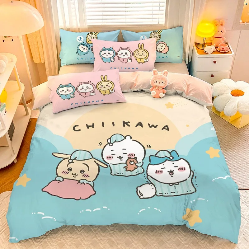 Chiikawa Pink Fashion Bedding Set Usagi 3D Printing Home Decoration Pillowcase Quilt Cover Cute Gift To Family and Friends