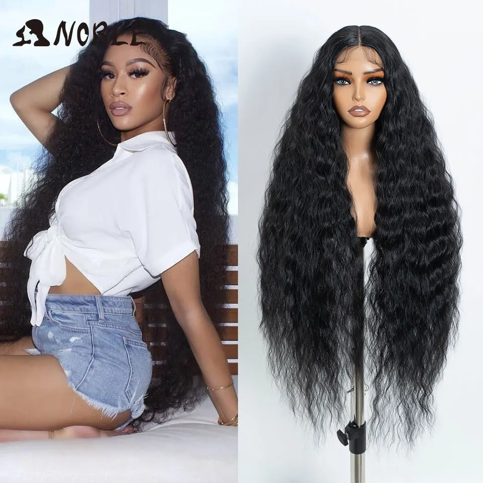 

Благородный синтетический парик фронта шнурка 42-дюймовый длинный вьющийся парик Парик для косплея Ombre Светлые парики для женщин Парик шнурка Синтетический парик шнурка