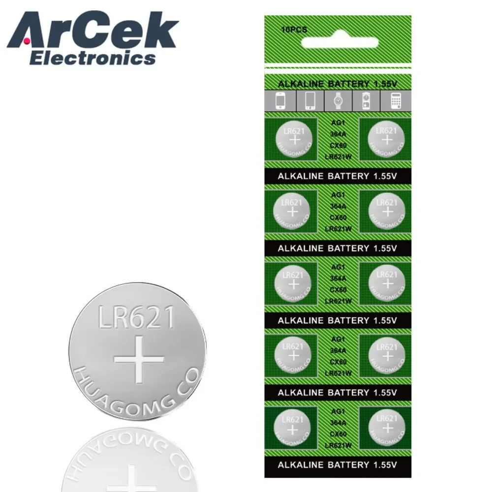 10pcs/lot Watch Battery AG1 1.55V 364 SR621SW LR621 621 LR60 CX60 Alkaline Button Coin Cell Batteries Drop Shipping