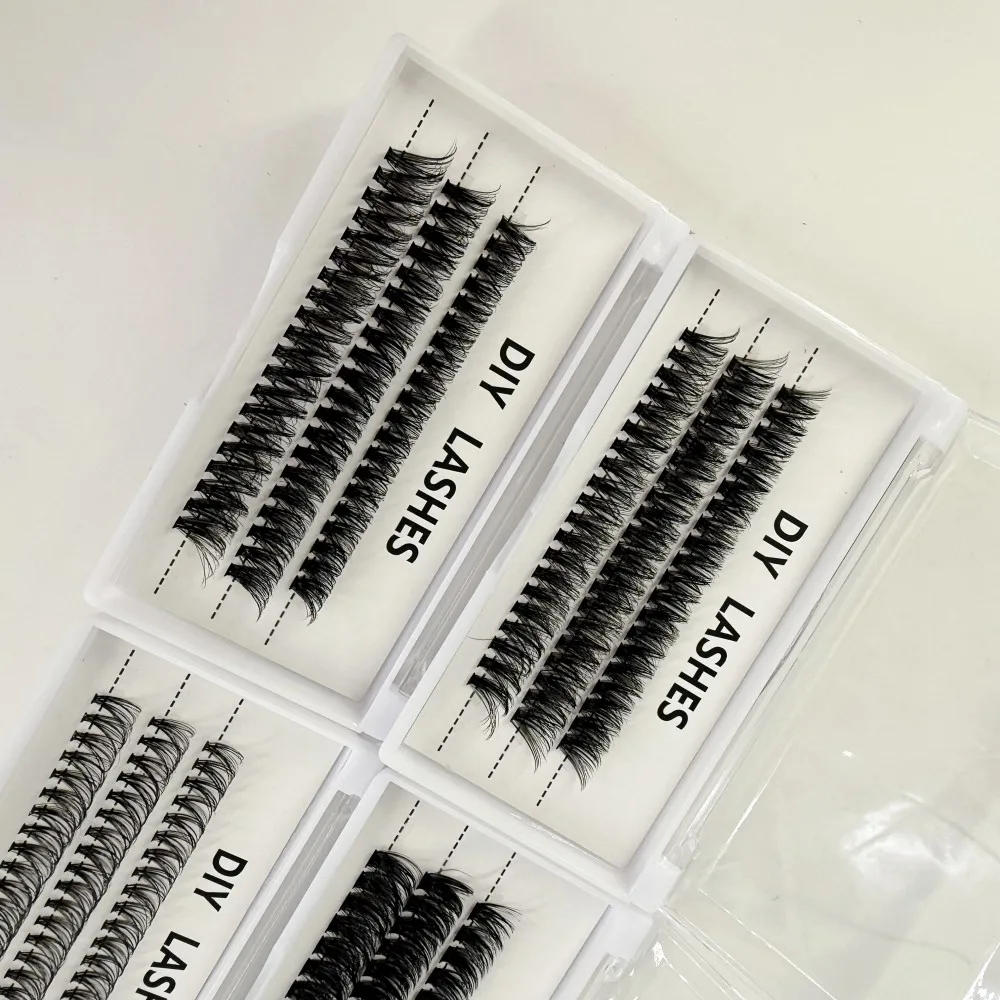 DIY Eyelash Wholesale Private Label Band Cluster Lashes Natural Curl Segment Lashes 3 line per box