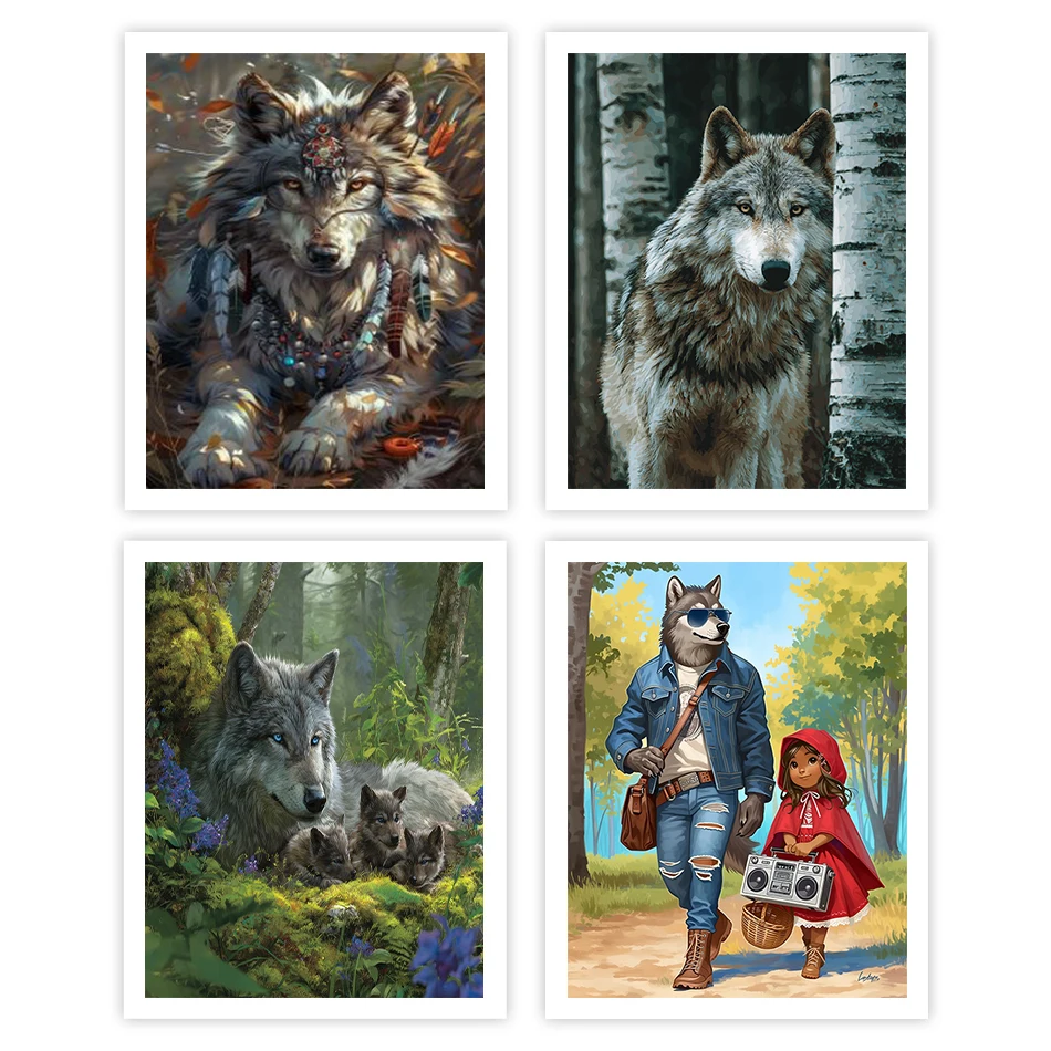 

GATYZTORY Painting By Numbers For Drawing wolf Coloring By Numbers Oil Art Acrylic Paints Color Markers Drawing Handmade Canvas