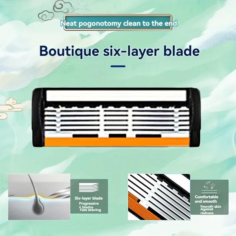 2025 جديد 6 طبقات مجموعة الحلاقة الآمنة عالية الجودة الرجال الحلاقة حاد الفولاذ المقاوم للصدأ الحلاقة للتغيير ماكينة حلاقة رئيس شفرة ﻿