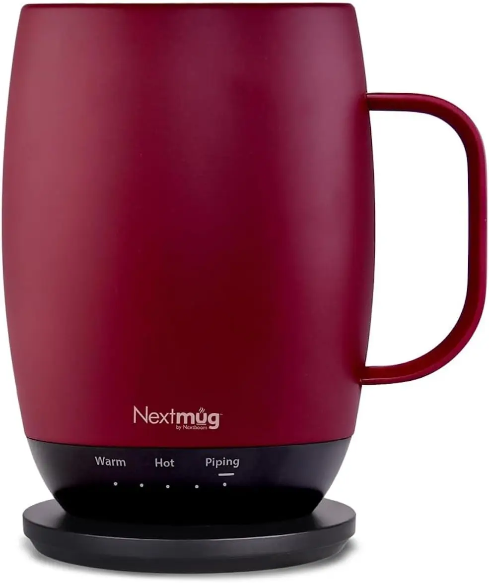 

Temperature-Controlled Self-Heating Mug, 18 oz, Burgundy, Long-Lasting Battery, No App Needed, Ideal for Work and Study