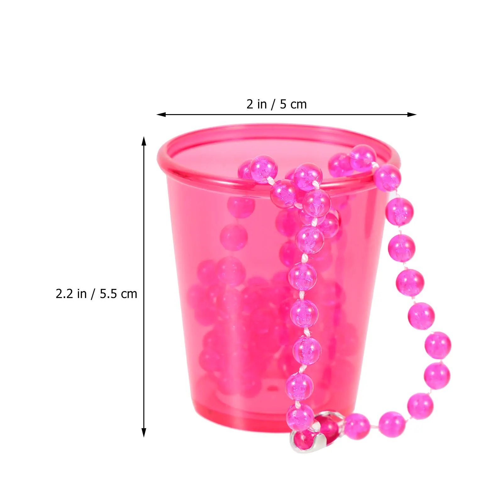 

12Pcs Plastic Beaded Shot Cup Necklace Lightweight Colorful Party Shot Cups Pendant Design Multi-Function Party Cups