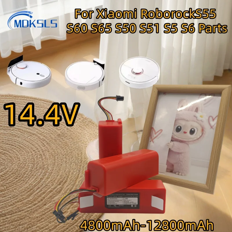 

Replacement Battery for Xiaomi Roborock S55 S60 S65 S50 S51 S5 MAX Robot Vacuum Cleaner S6 Parts 14.4V 12800mAh