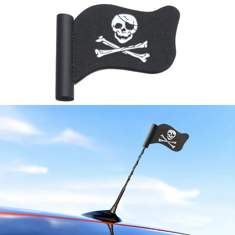 Pirate Skull Crossbones Car Antenna Cover 1Pc, EVA Weather Resistant Durable Vehicle Exterior Decoration
