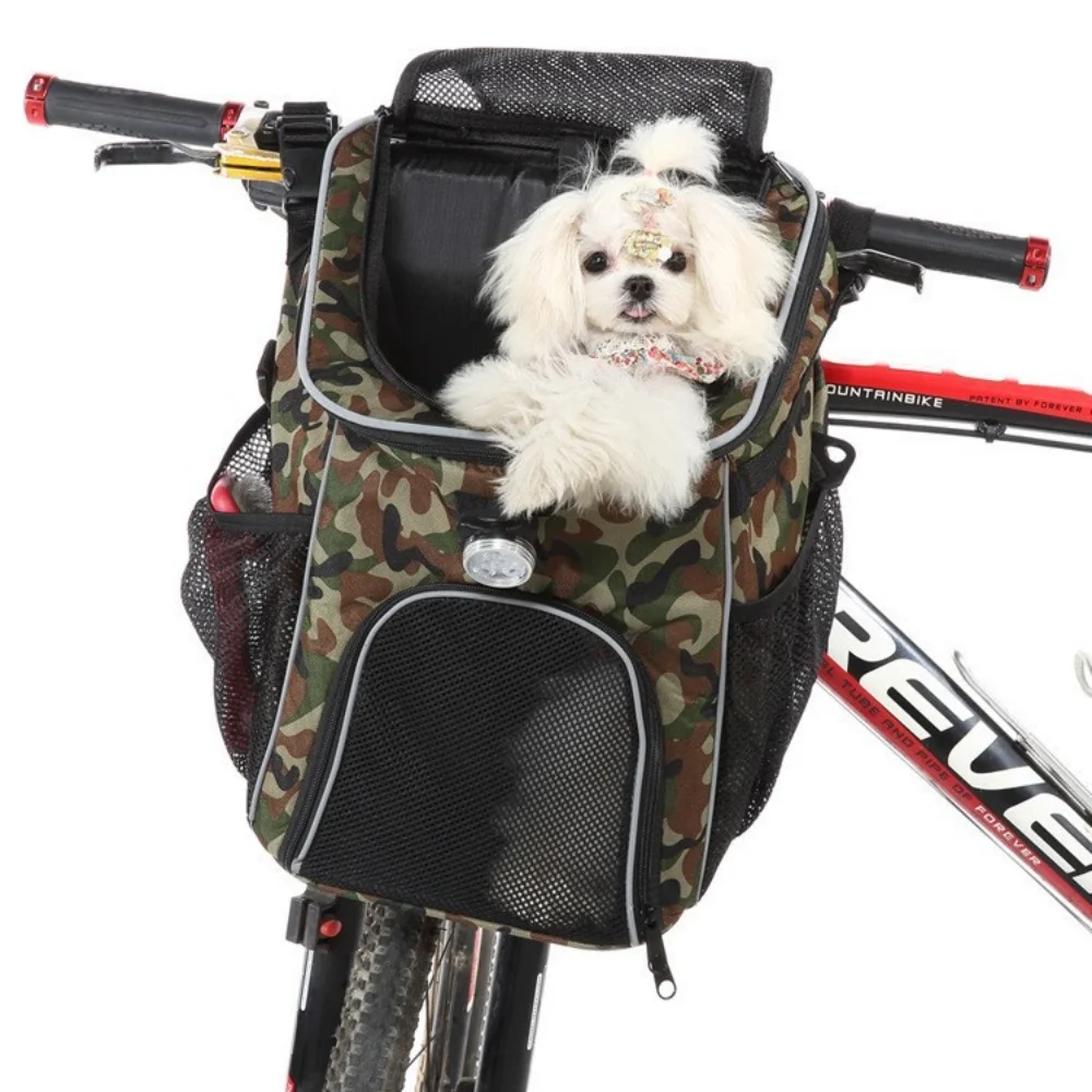 

Dog Bike Basket Pet Bicycle Front Carrier Backpack for Bike Riding Foldable Removable Pet Travel Bag for Cats