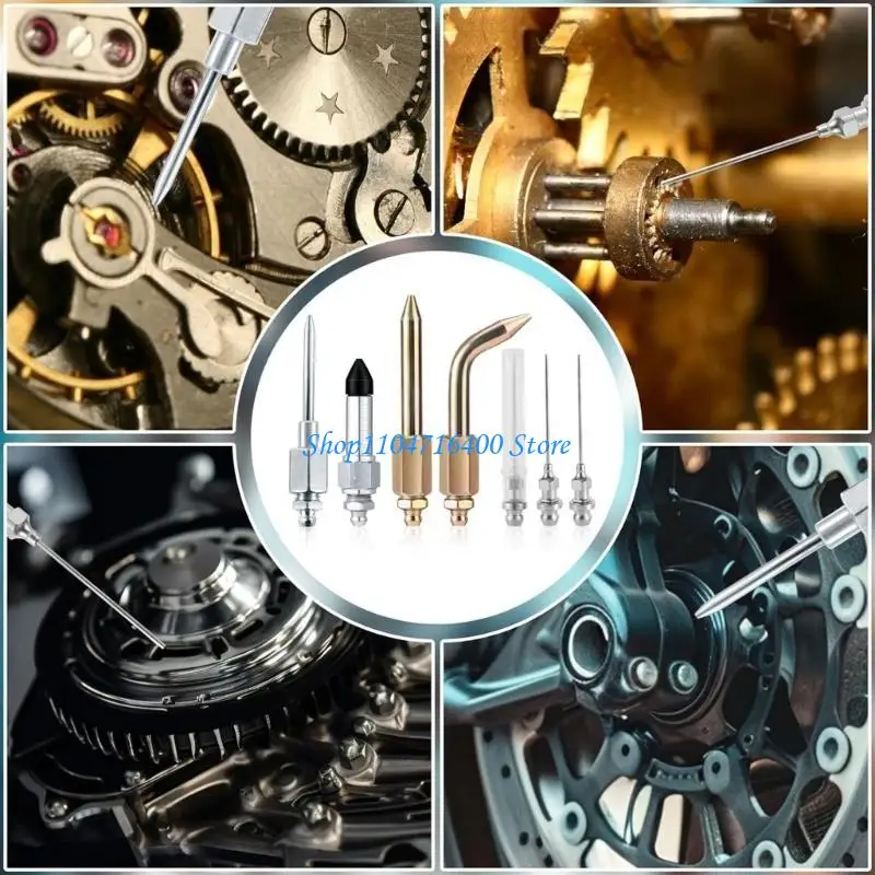 

y1gd Industrial Grease Tool Nozzle Set 3 Nozzles 1 Needle Dispenser Elbow Fitting for Heavy Duty Equipment Maintenance