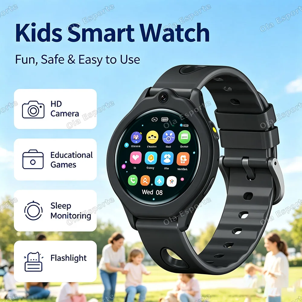 2026 Neue Kinder-Smartwatch mit Wecker, LED-Taschenlampe, Wasserdicht, HD-Kamera, Fotoshooting, Puzzlespiel, Smartwatch für Mädchen
