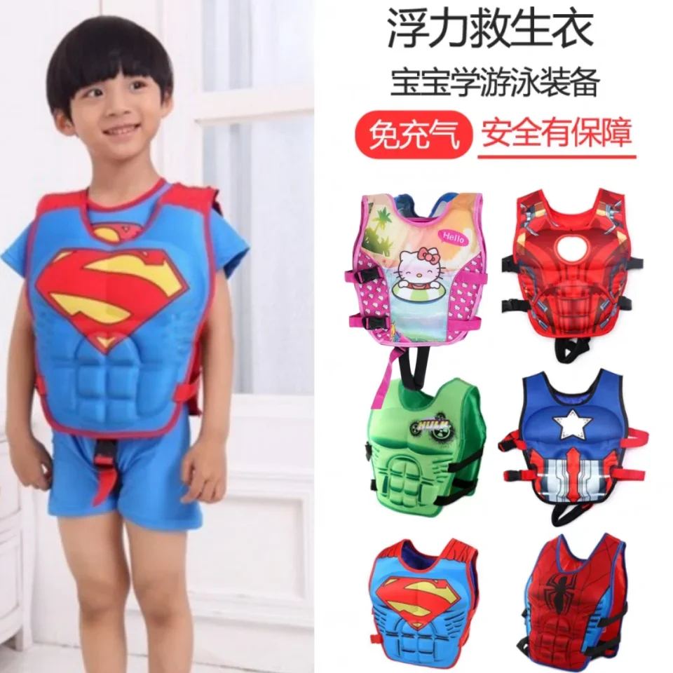 New Marvel Avengers Cartoon Child Buoyancy Swimsuit Iron Man Spider-Man Hulk Captain America Buoyancy Lifesaving Swimsuit Gifts