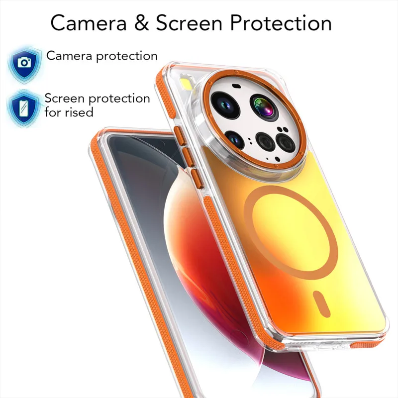 

Для Xiaomi 15 Ultra магнитный чехол ELVEV с защитой от падения, желтый жесткий ПК, мягкая задняя крышка из ТПУ на присоске