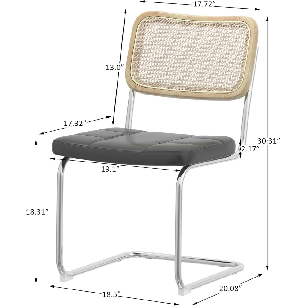 

Modern Dining Chairs Set of 4, Kitchen Chairs with Rattan Cane Back, Mid Century Dinner Side Chairs with Base Legs