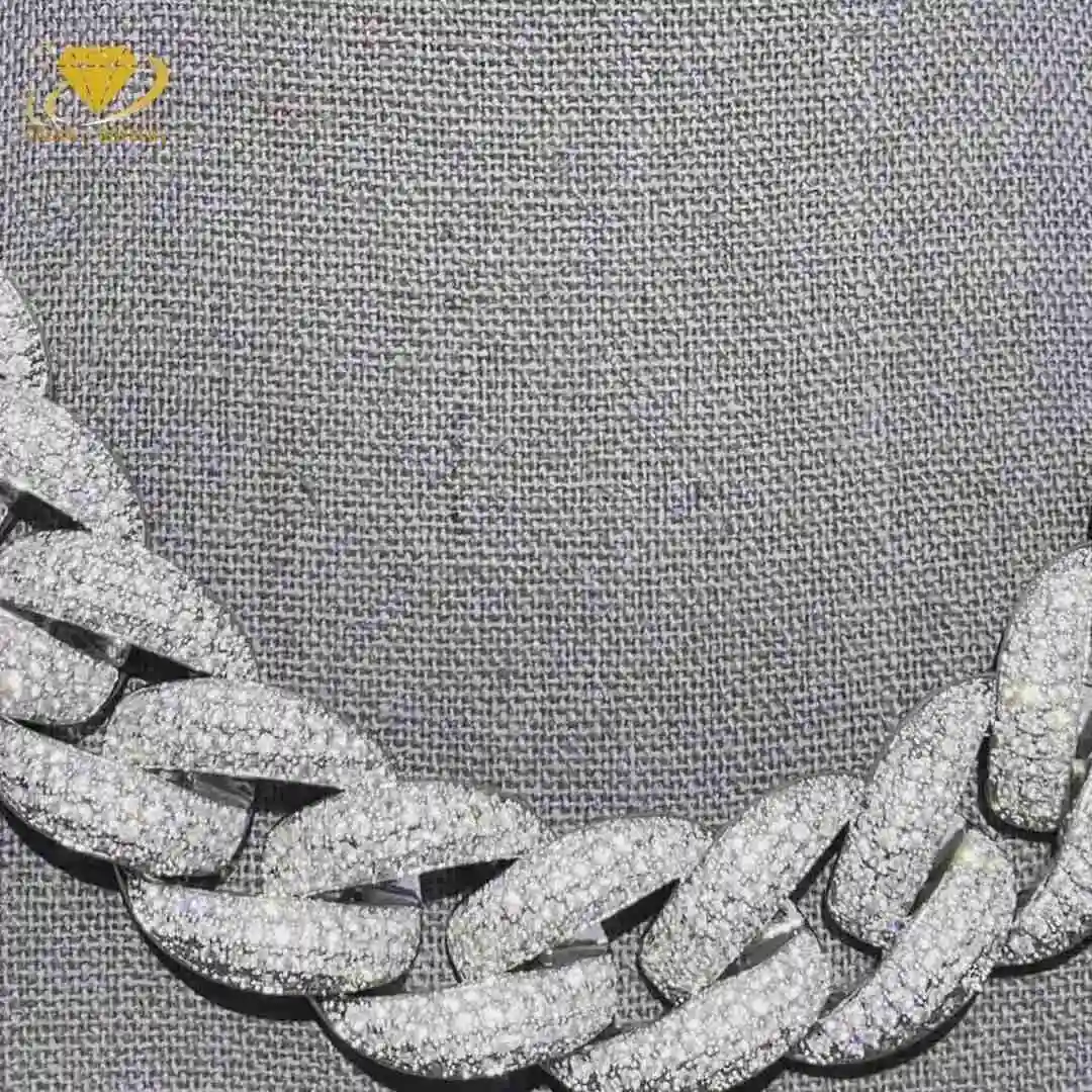 

Распродажа, стерлинговое серебро 925 пробы, 20 мм, хип-хоп, Iced Out, муассанит, бриллиант, Майами, кубинская цепочка, ожерелье, рэпер, мужские модные ювелирные изделия