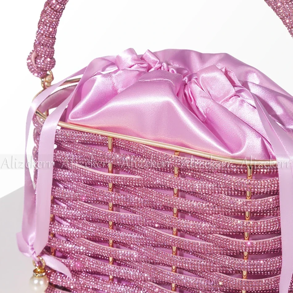 Pochette da sera in cristallo con corda intrecciata da donna Boutique di lusso fatta a mano con strass in metallo borse e borsette da sposa