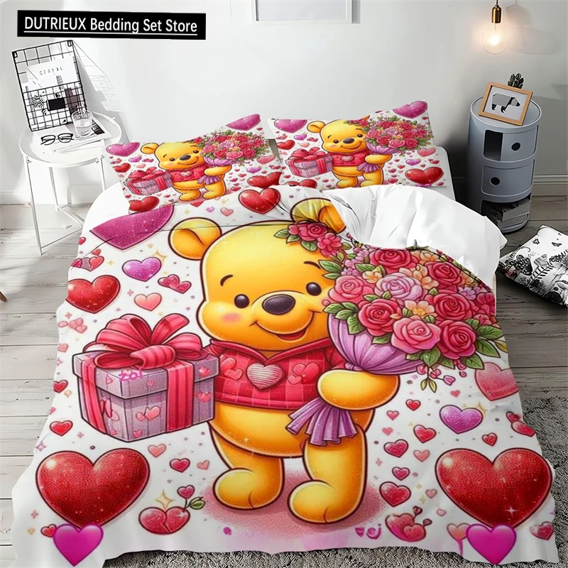

Winnie The Pooh Duvet Cover Bedding Set Sewing Needlework Microfiber Pillowcase Quilt Cover Multi-Piece Set for Boys Girls