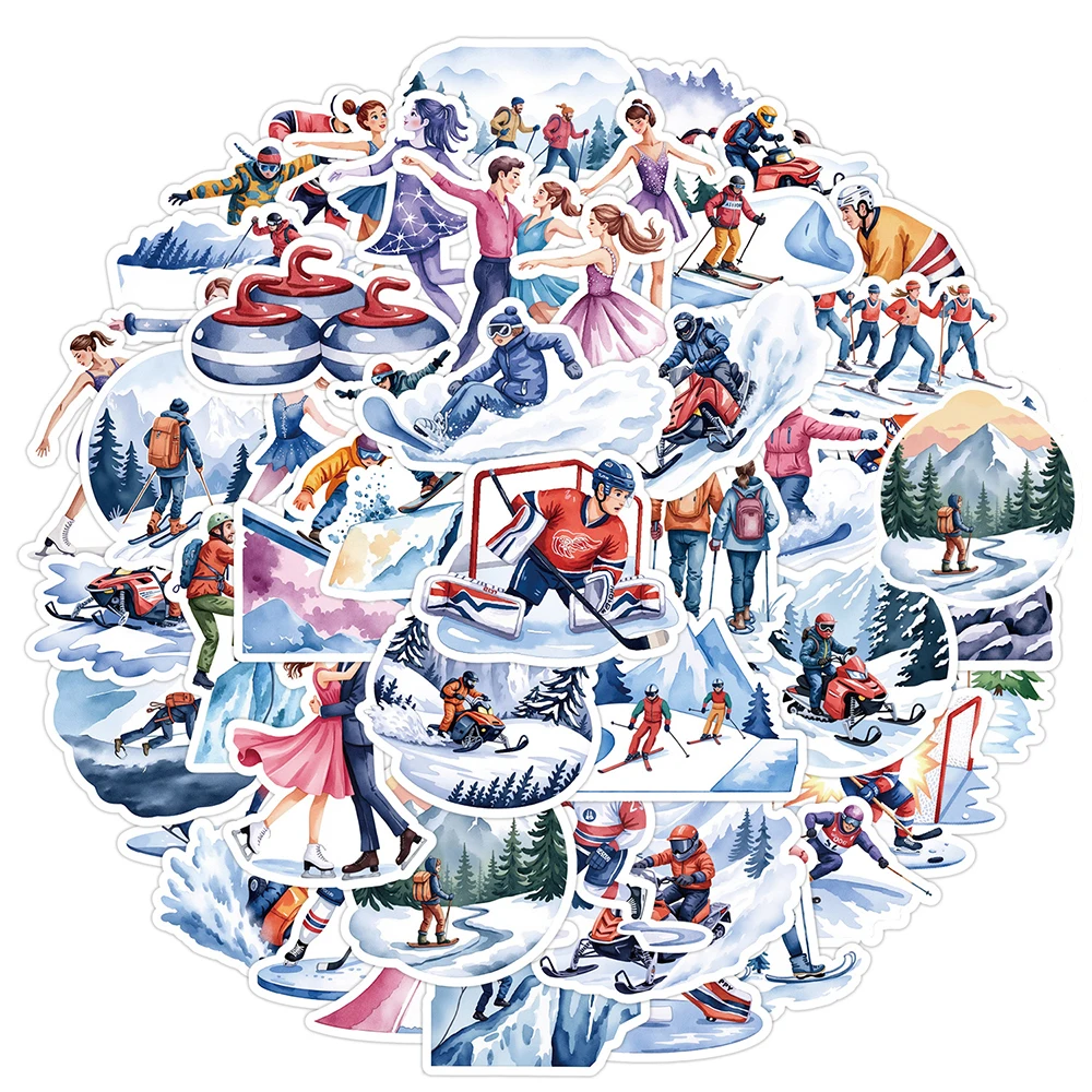 

10/30/50pcs Cartoon Winter Sports Graffiti Stickers Aesthetic Decals Toys Graffiti Phone Scrapbook Guitar Cool Kid Sticker Gifts