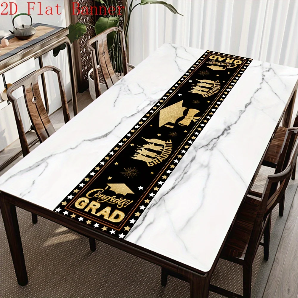2D Flat Table Banner 1PC  Graduation Party Decor Graduation Cap Table Supplies for Home Kitchen Living Room Dining Decoration