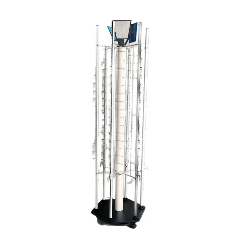 Floor-to-ceiling rotating with lock anti-theft glasses display rack Aluminum alloy lock strip Sun optical glasses display rack