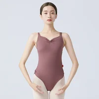 Leotardos para mujer, traje de baño con cuello en V, camisola, Ballet, danza, Skate, leotardo con cordón, mono de baile, Mallas de gimnasia para adultos