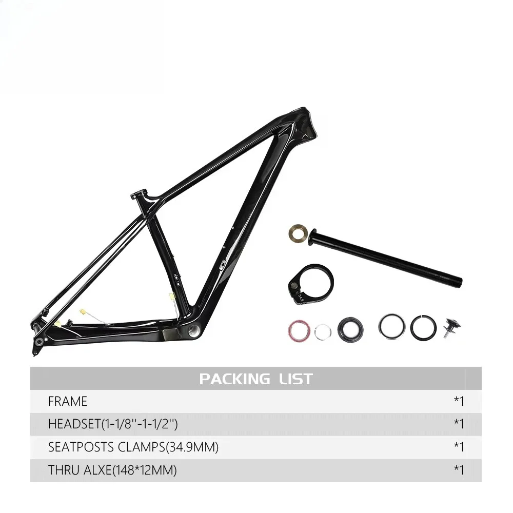 Bicycle Frame 27.5 29er MTB T800 Carbon Fiber   Disc BB68 Thread 148*12mm Thru Axle Internal Cable Glossy Mountain Bikes