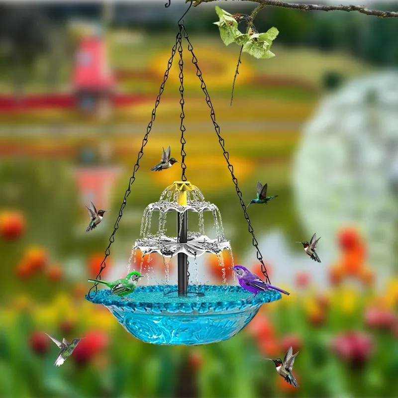 

Solar Fountain Bird Bathing Fountain Three Story Flowing Water Decorative Fountain Bird Feeding and Feeding Equipment