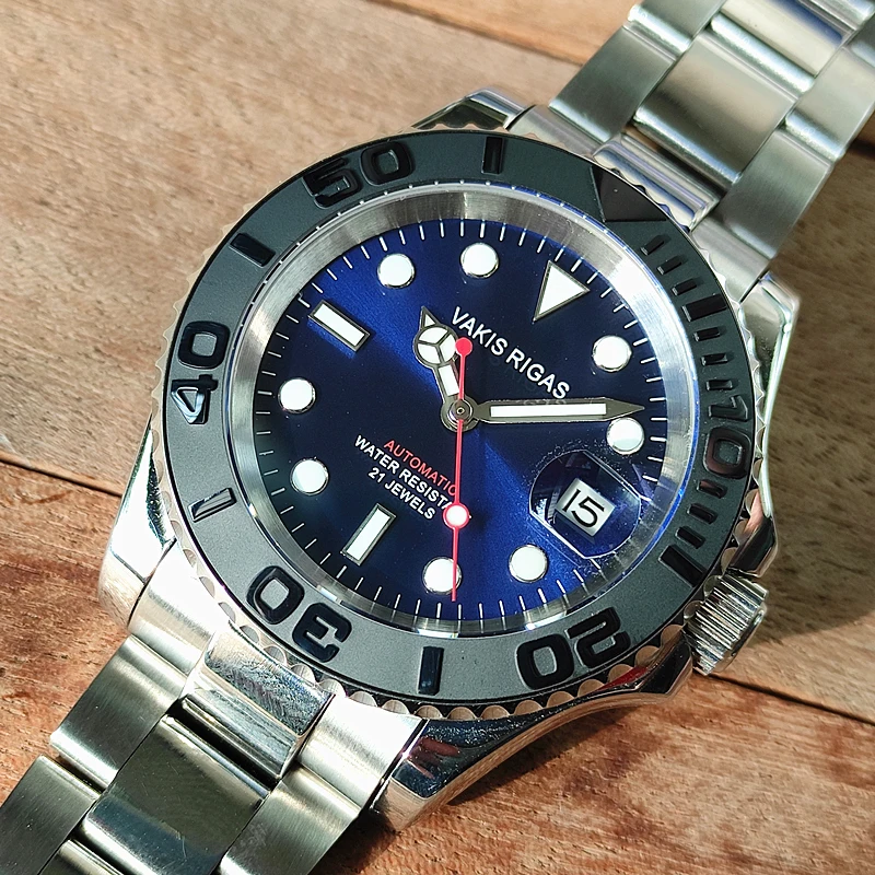 ساعة ميكانيكية أوتوماتيكية Mingshi يخت لـ Meiyoda 821 core مقاومة للماء ومضيئة قوية للرجال حزام فولاذي خارجي رياضي #1