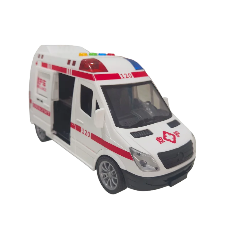 Five-door ambulance, public security car model, with sound and light music, inertial exercise, children's holiday birthday gift