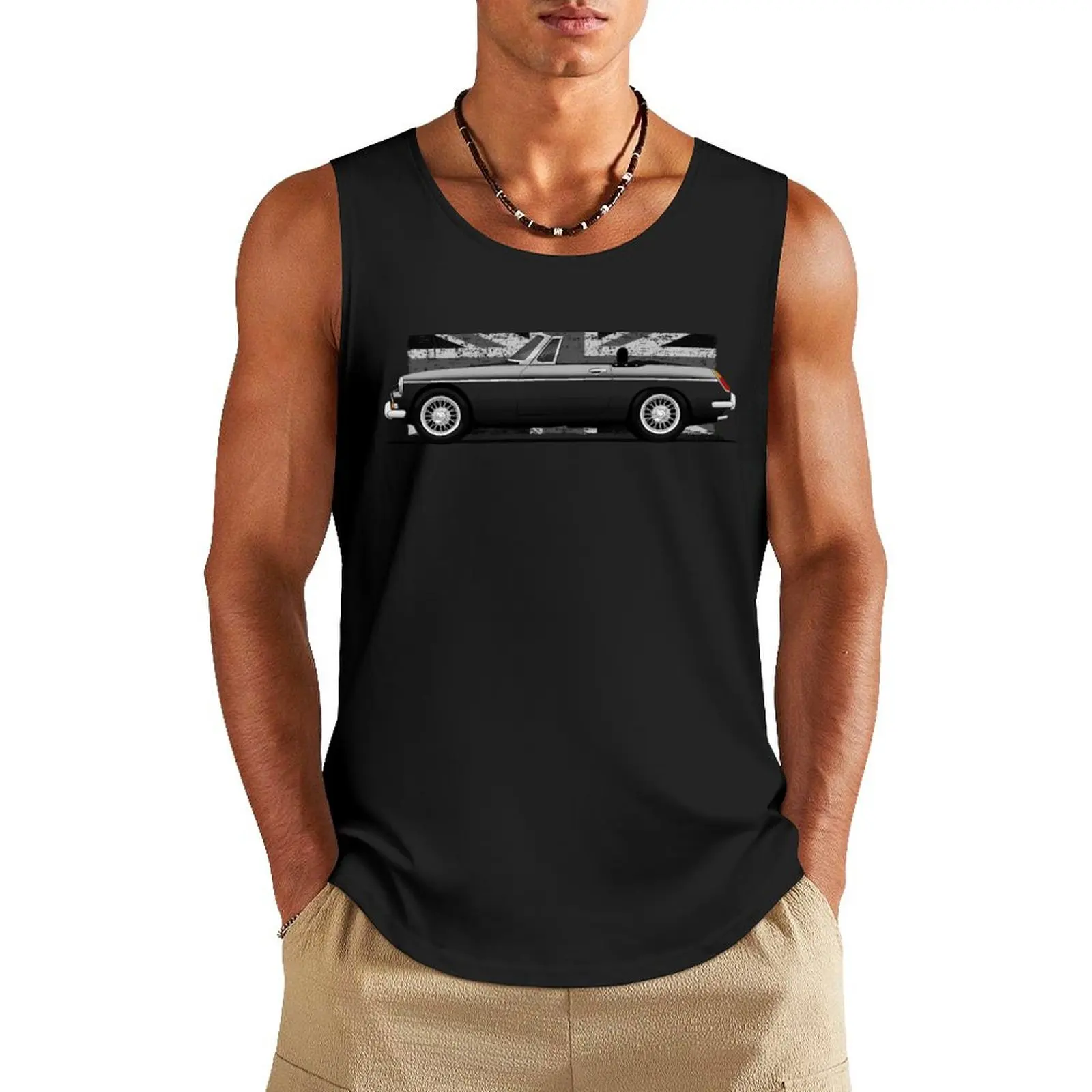 My drawing of the red MGB Roadster Tank Top sports t-shirts for men gym clothes man fitness Men's summer vest