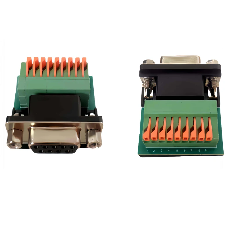 Solderfree DB9 RS485 RS422 سلك موصل 9PIN الاتصال السريع محول طرفي DB9 ذكر أنثى خالية من لحام رئيس مشترك محول