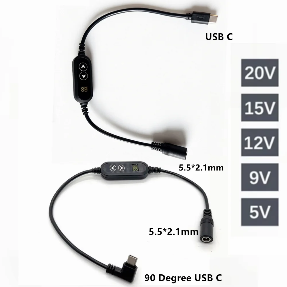 Type C To DC Power Boost Cable 5V/9V/12V/15V/20V USB C Boost Line To DC Female Connector Fast Charging For Wifi Router