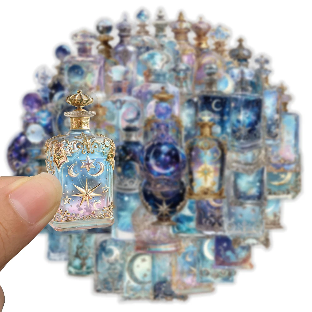 50PCS Lunar Phase Bottle Stickers Moon Phase Potion Jar Decals for Adults Witches Grimoire Altar Box Candle Jar Tarot Bag Laptop