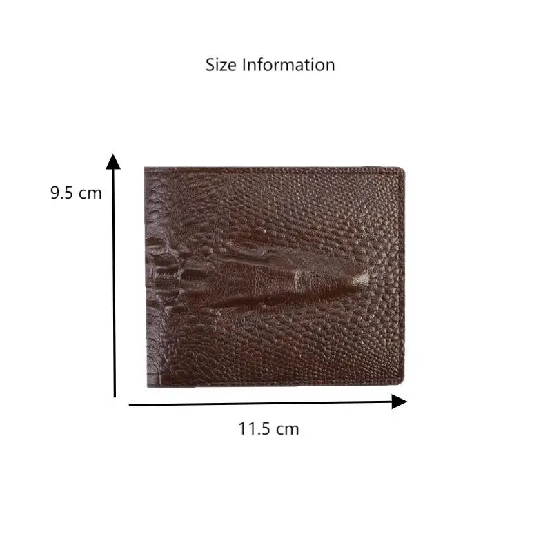 Leather Slim Minimalist Bifold Front Pocket Wallet for Men Bifold Short Crocodile Pattern Business Cardholder Wallet