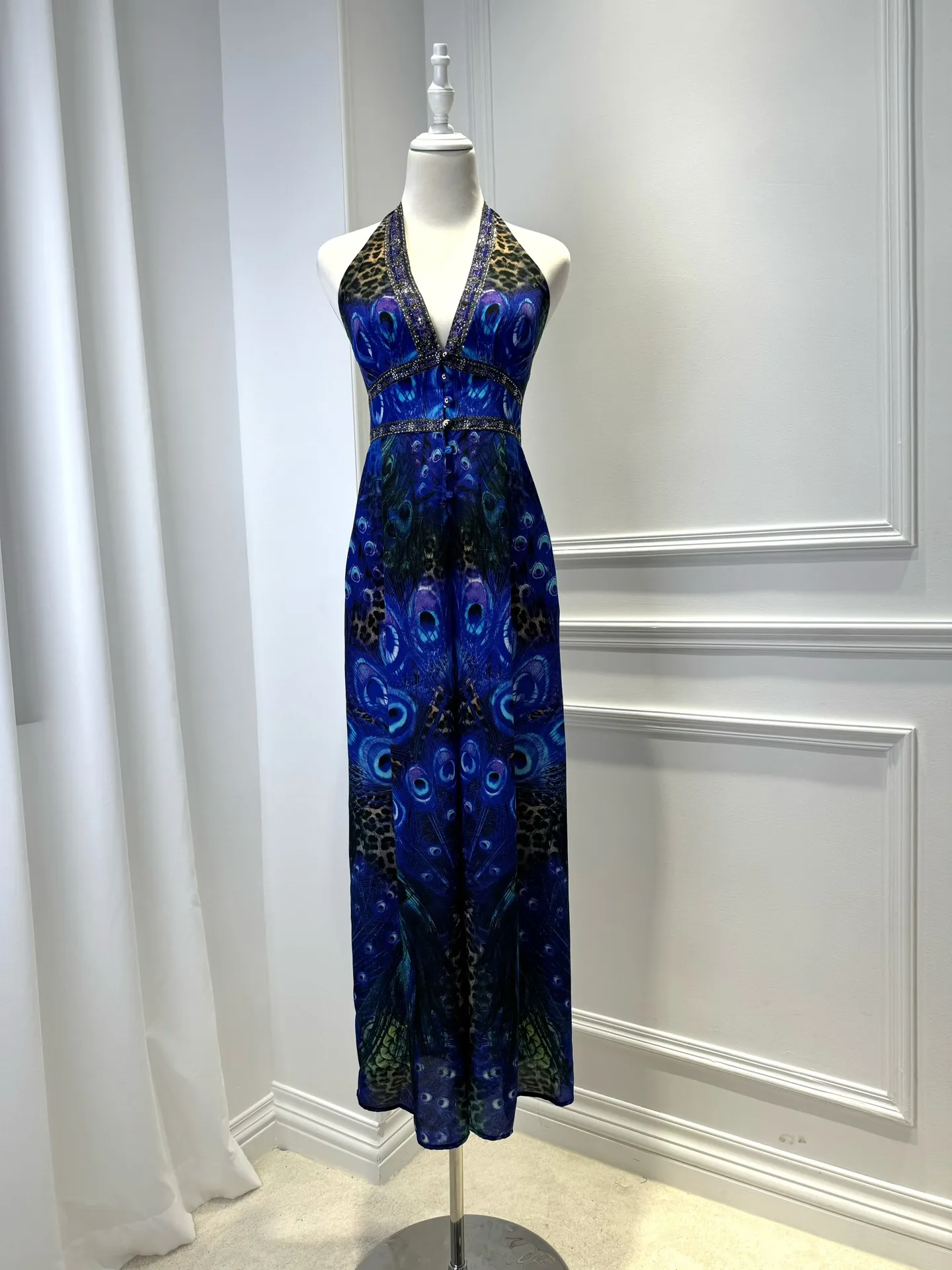 

Женские комбинезоны без рукавов с v-образным вырезом и принтом павлина и леопарда, украшенные кристаллами и бисером