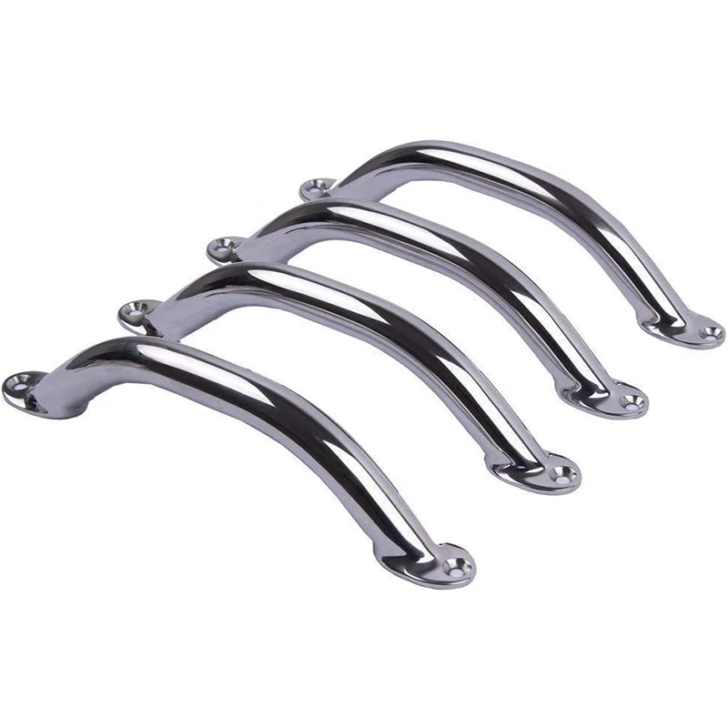 

Door Handle 4 Pieces Stainless Steel 9'' Boat Polished Grab Handrail Marine Accessories for Yacht RV