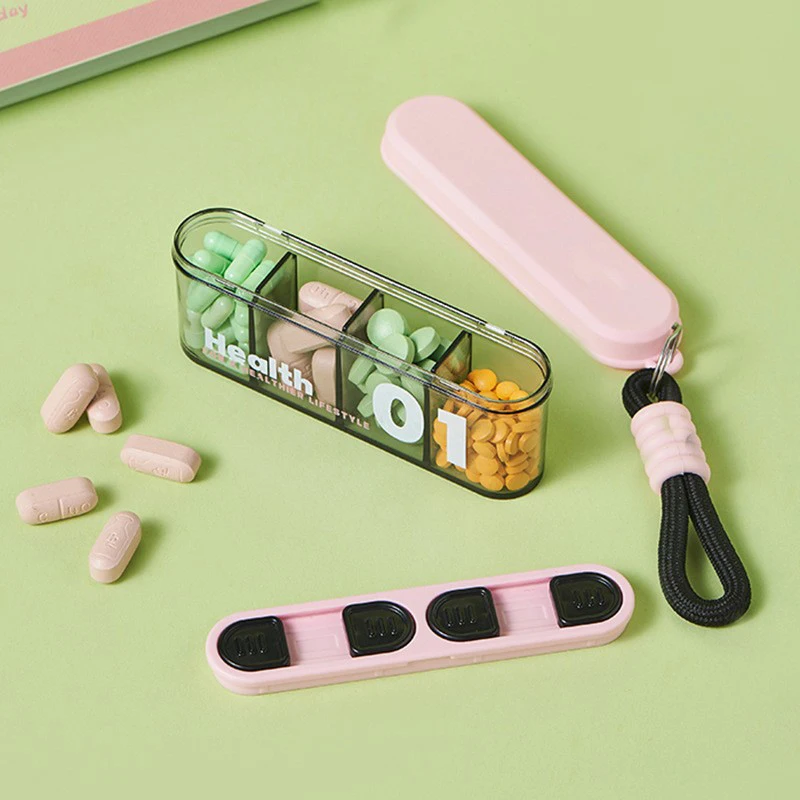 Travel Pill Case Medicine Pill Box Organizer Container Dispenser Independent Lattice Pills Storage Pillbox With Hand Rope