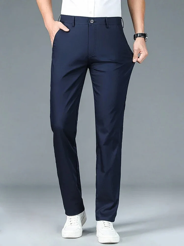 Bamboo Business Pants Men Summer Clothes New Straight Classic Fashion Casual Long Pants Breathable Formal Trouser Male